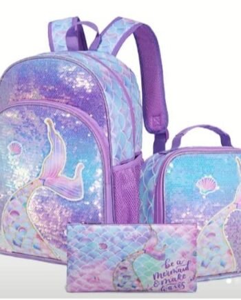 Mochila de sirena, merendera y cartuchera