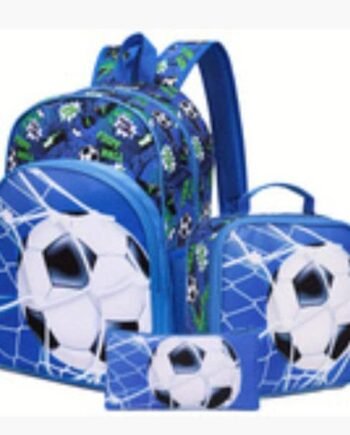 Mochila de Fútbol, merendera y cartuchera color azul
