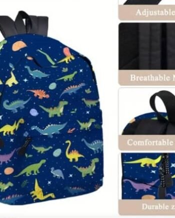 Mochila de dinosaurio, merendera y cartuchera